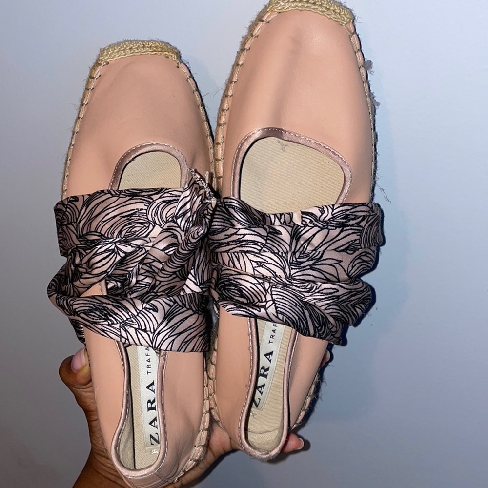 Zara  blush pink espadrilles tie up shoes